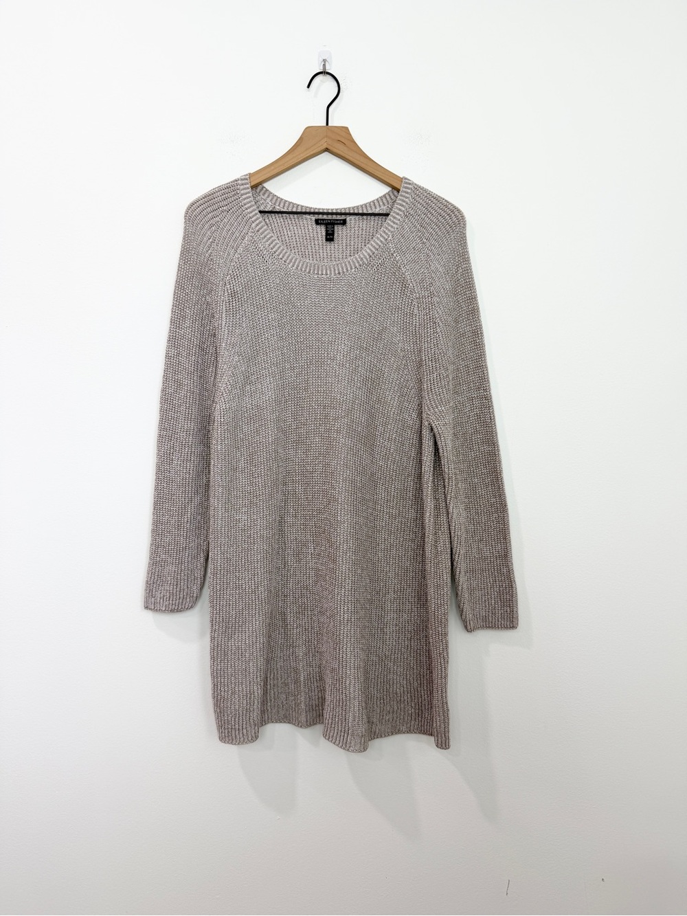 Eileen Fisher Organic Cotton Tencil Stretch Long Sleeve Sweater Top Size XL